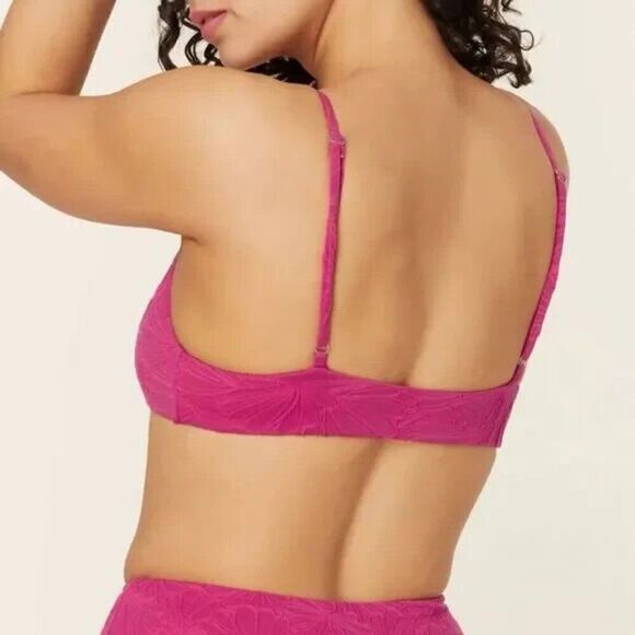 Andie The Molokai Swim Bikini Top Womens L Pink Lava Floral Stretch Swimwear - Picture 2 of 11